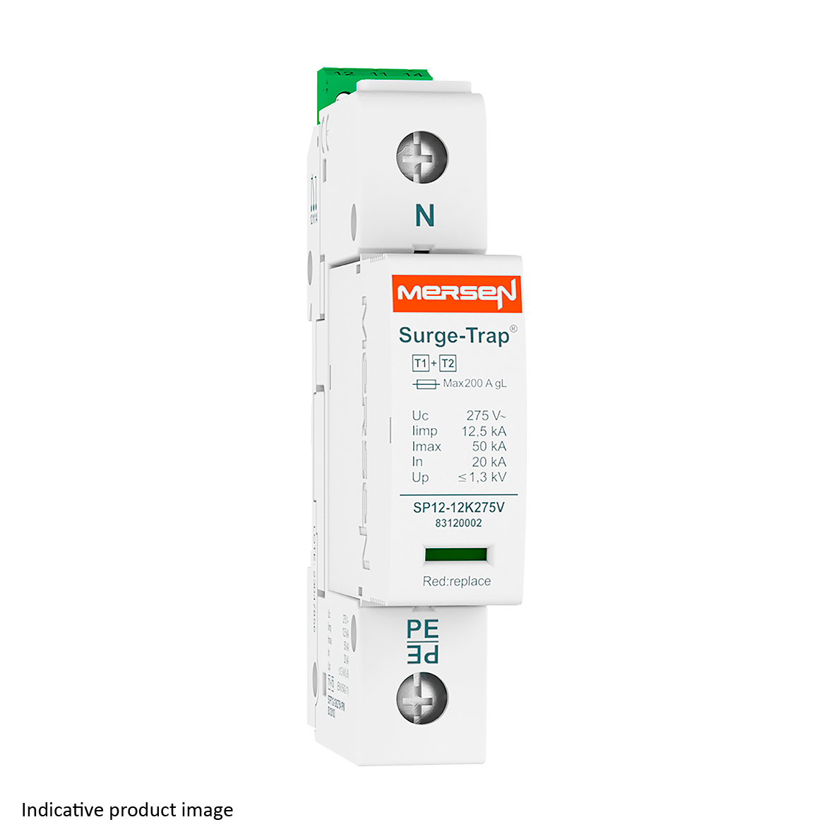 83120100 - SPD Type 1+2, 12.5kA, Uc150V, L-N, 1 Pole, 1 Module, Pluggable